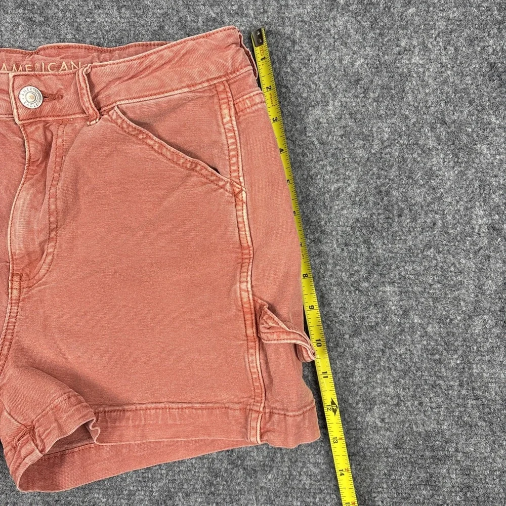 AE High Rise Utility Carpenter Jean Shorts Terracotta Pink Pink Size 2 Stretch